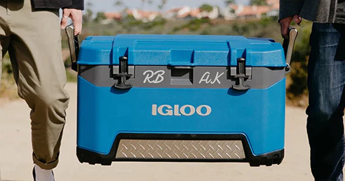 igloo bmx cooler personalized with cursive initials.