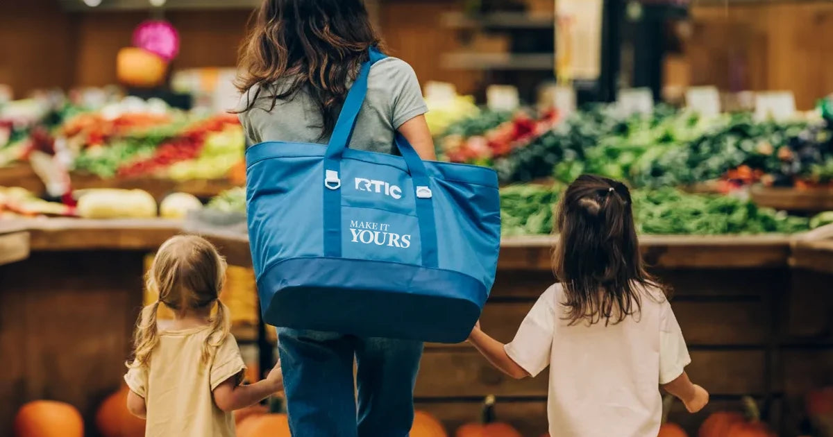 family with personalized soft cooler bag with shoulder strap from RTIC