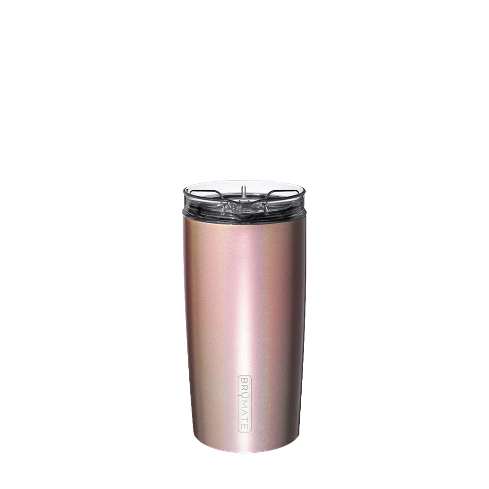 Back customization side of the BruMate Togosa Bottle Chiller & Pitcher in Glitter Rose Gold