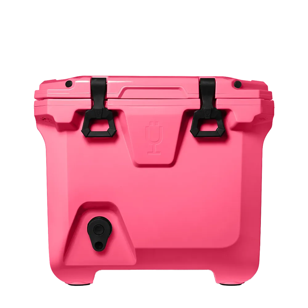 Front customization side of the BruMate BrüTank 35 qt in Neon Pink