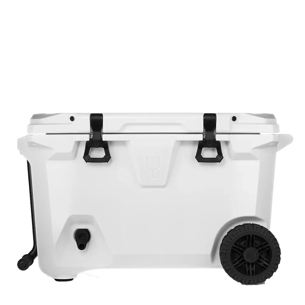 Front customization side of the BruMate BrüTank 55 qt in Ice White