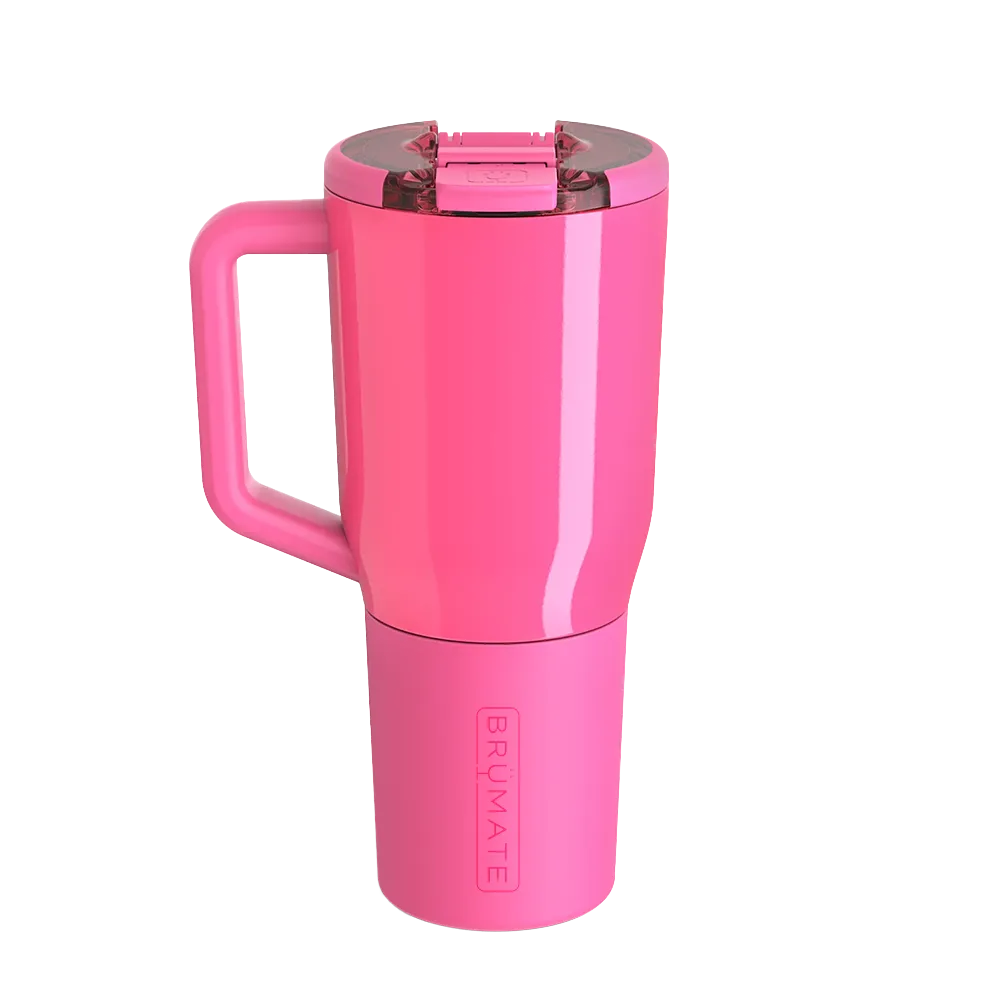 Back customization side of the BruMate Müv Mug 35 oz in Neon Pink
