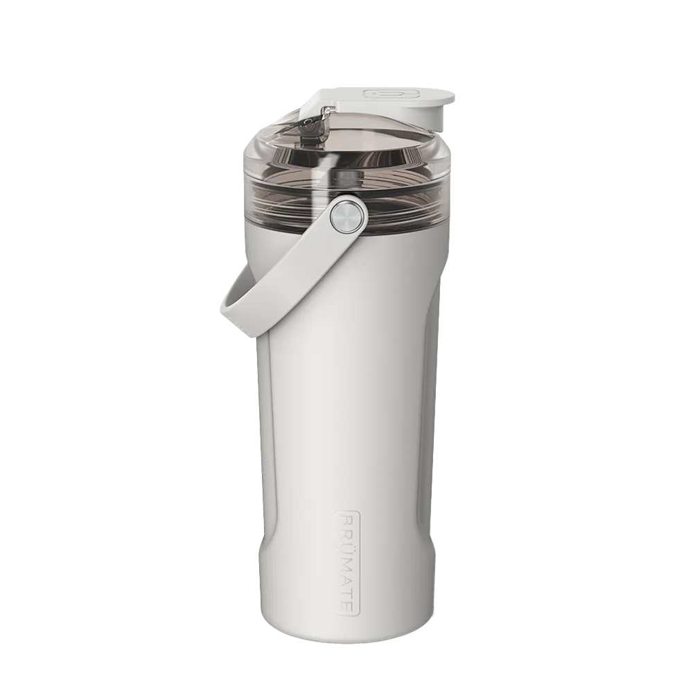 Back customization side of the BruMate MultiShaker 25 oz in Dune