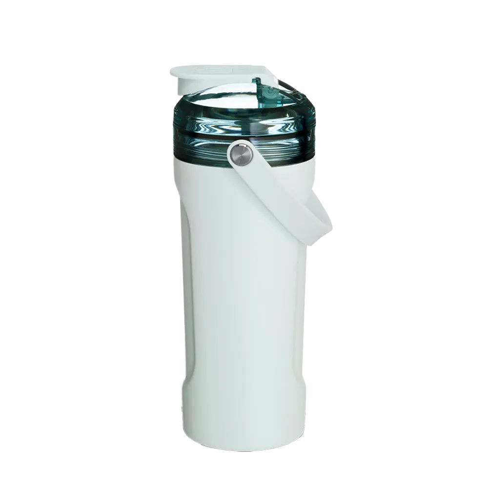 Front customization side of the BruMate MultiShaker 25 oz in Blue Agave