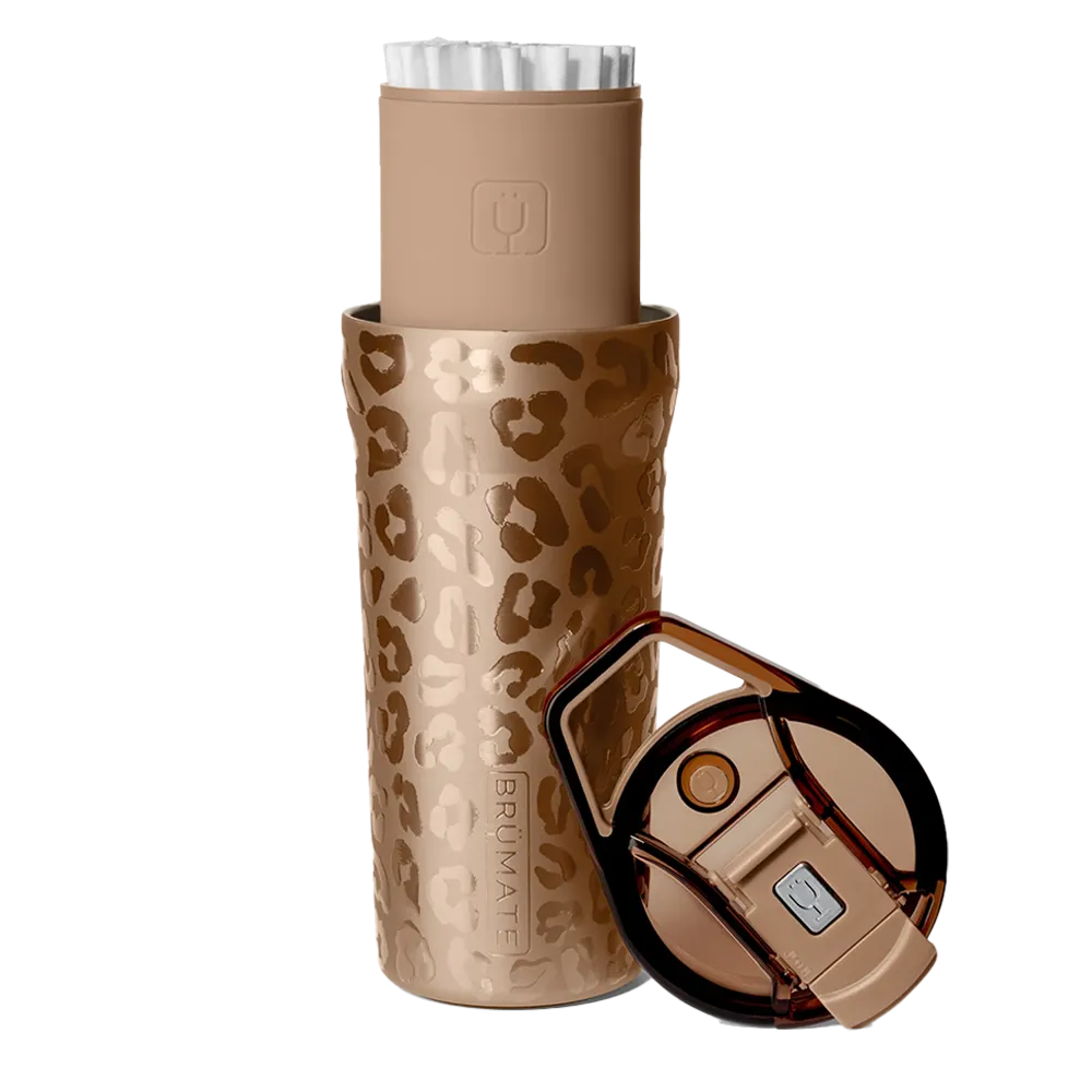 Brumate 20 oz Pour Over Tumbler in Gold Leopard
