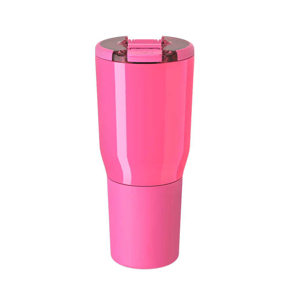 Front customization side of the BruMate Nav Tumbler 35 oz in Neon Pink