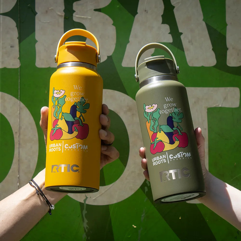 RTIC 32 oz Outback bottles with collaborative design for Earth Day by Custom Branding and Urban Roots