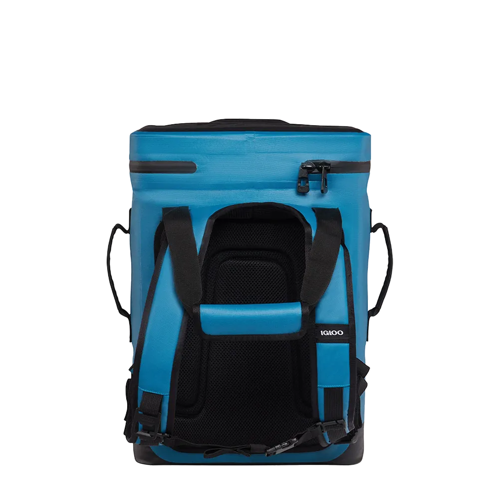 Customized Igloo 24 can Soft Cooler Backpack in Modern Blue Back View