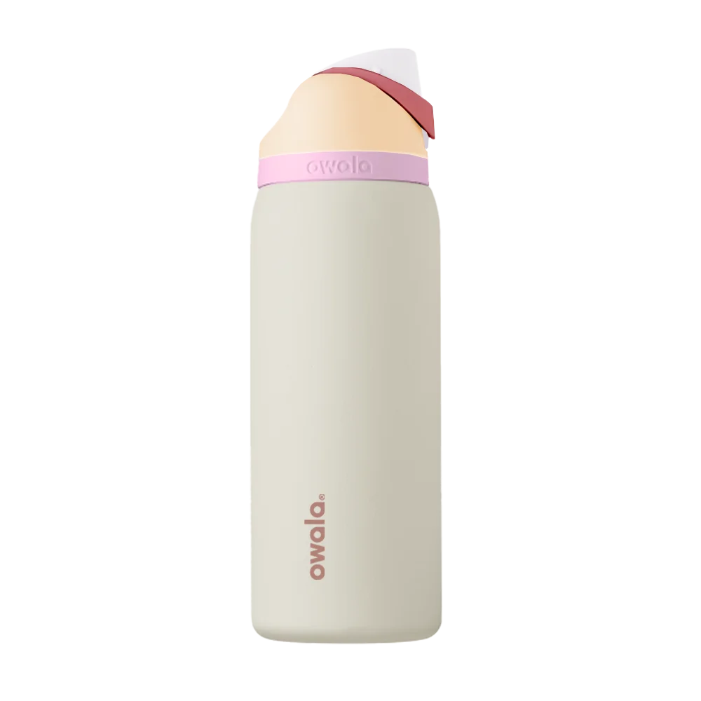 Back customization side of the Owala Freesip 32 oz in Coastal Mist