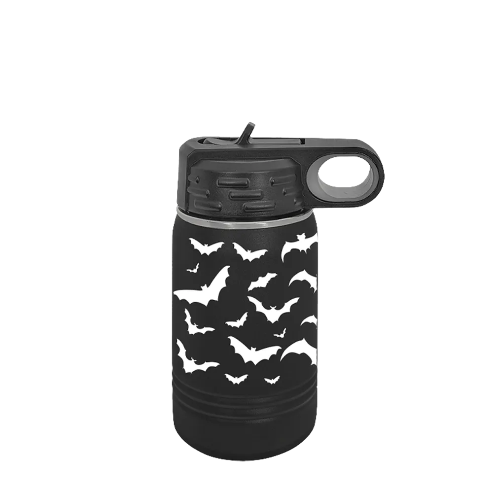 Polar Camel Kids Bottle with Halloween Bat Wrap in Black