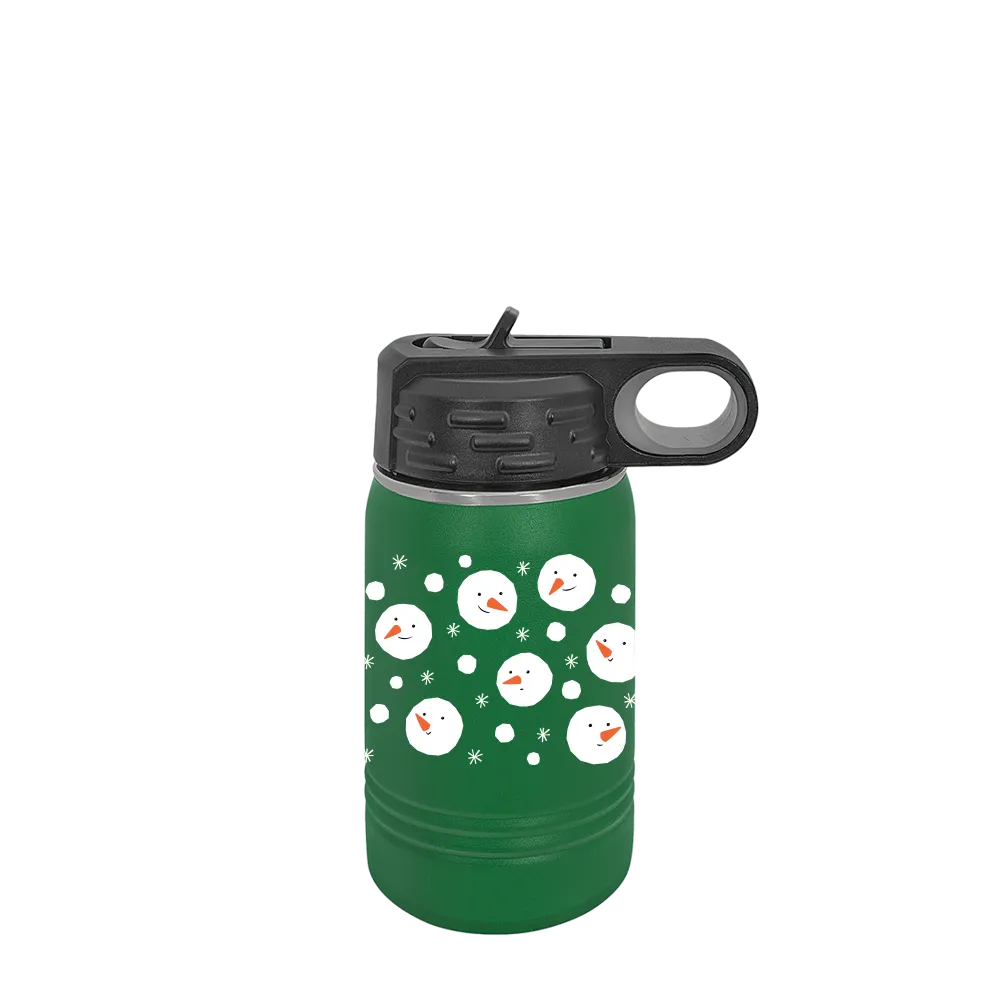 Polar Camel 12 oz Water Bottle with Winter Design Snow Heads