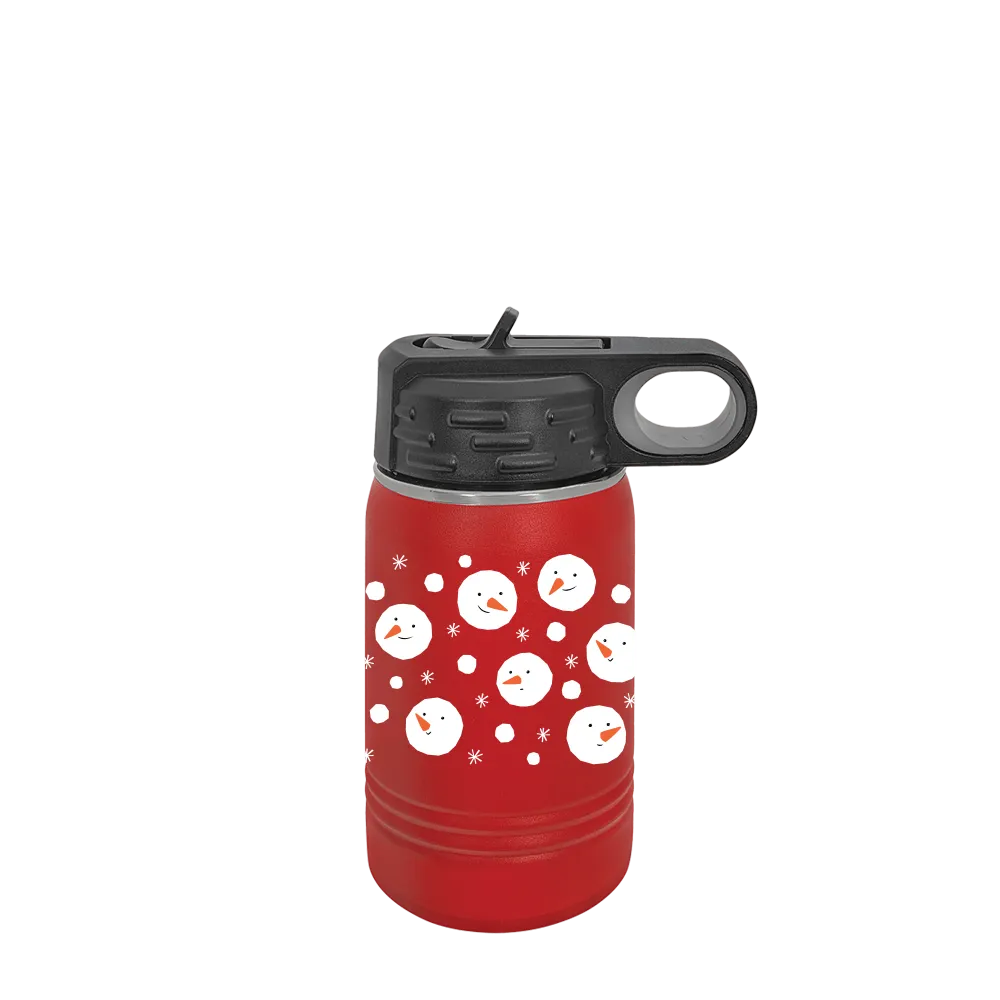 Polar Camel 12 oz Water Bottle with Winter Design Snow Heads