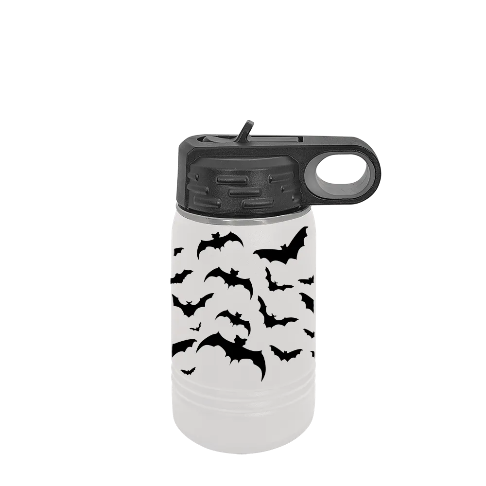 Polar Camel Kids Bottle with Halloween Bat Wrap in White