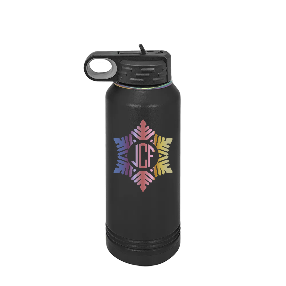 Polar Camel Ion Plated 32 oz Water Bottle with Winter Design Snowflake