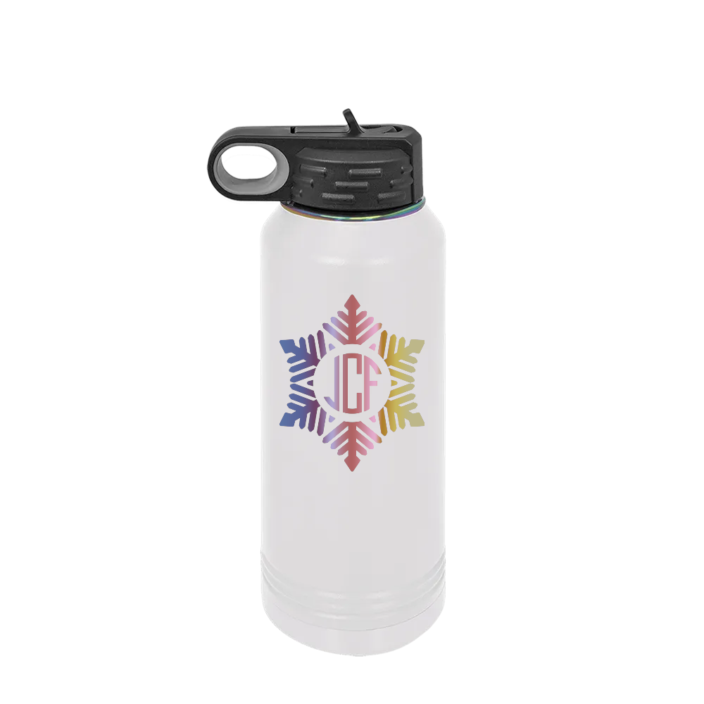 Polar Camel Ion Plated 32 oz Water Bottle with Winter Design Snowflake