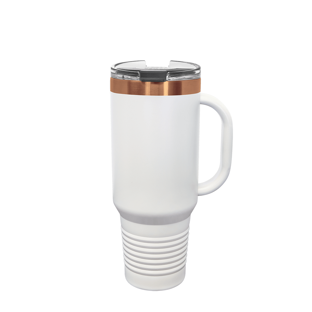 Polar Camel Ion Plated Straw Lid Mug 40 oz White and Rose Gold