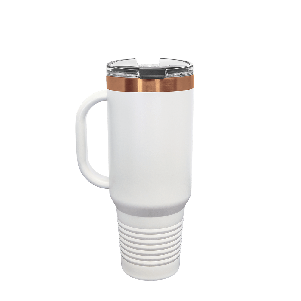 Polar Camel Ion Plated Straw Lid Mug 40 oz White and Rose Gold