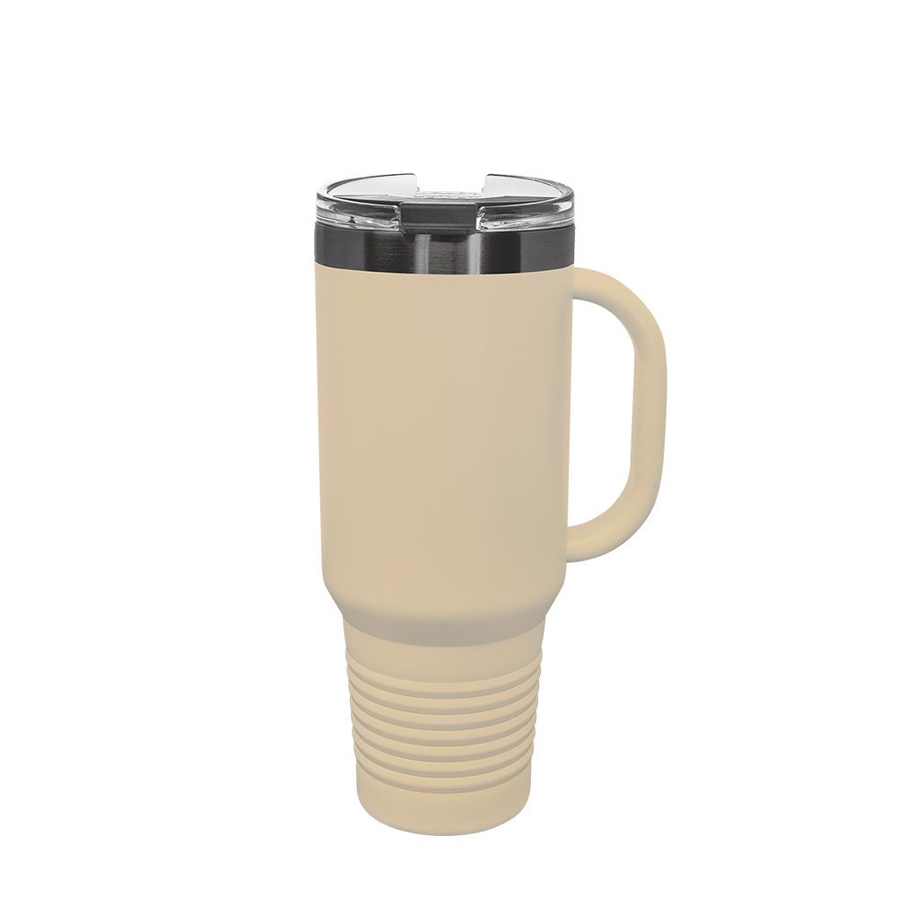 Polar Camel Ion Plated Straw Lid Mug 40 oz Warm Sand and Ghost Black