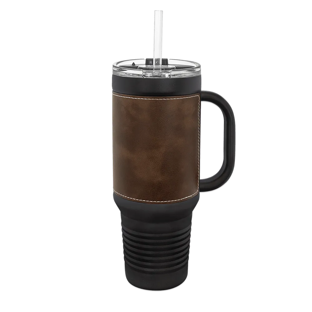 Polar Camel 40 oz Leatherette Straw Mug