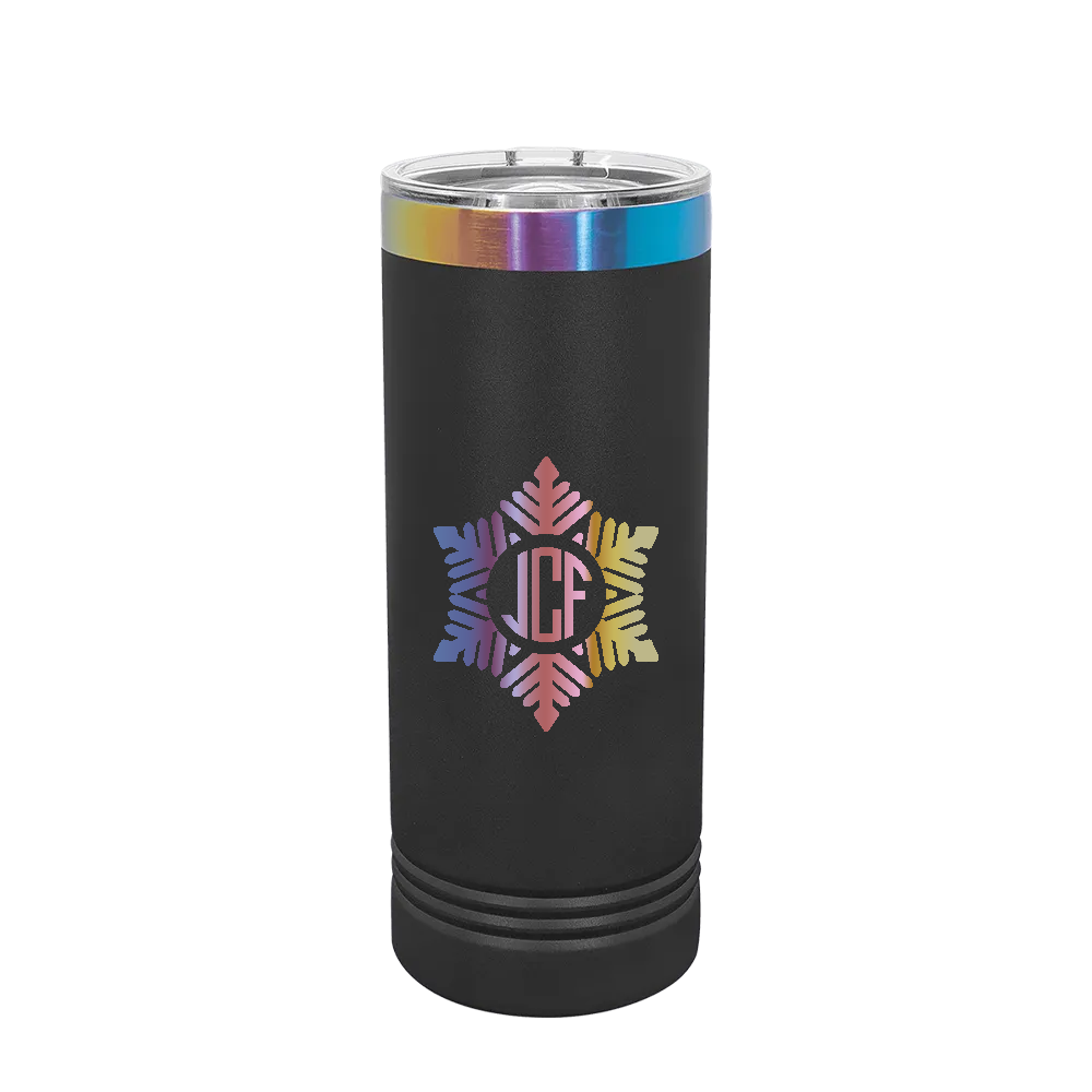 Polar Camel Ion Plated 22 oz Skinny Tumbler with Winter Design Snowflake