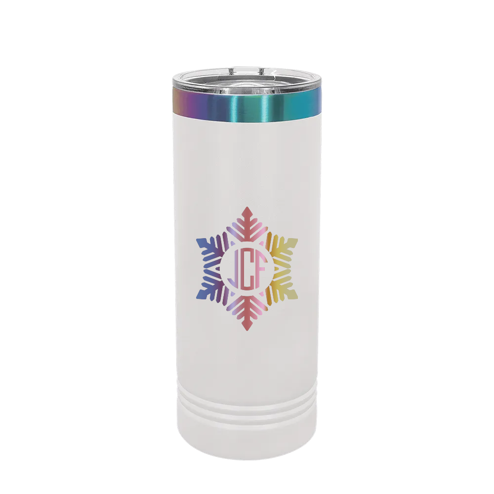 Polar Camel Ion Plated 22 oz Skinny Tumbler with Winter Design Snowflake