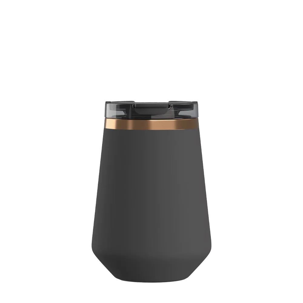 Front customization side of the RTIC Happy Hour Wine Tumbler 12 oz in Light Black