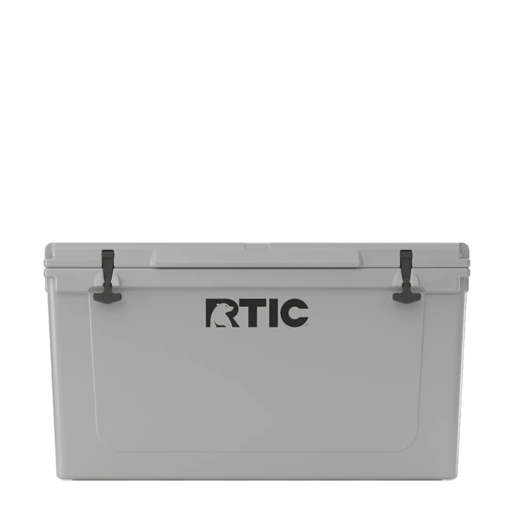 Front customization side of the RTIC Ultra-Tough Cooler 110 qt in Grey