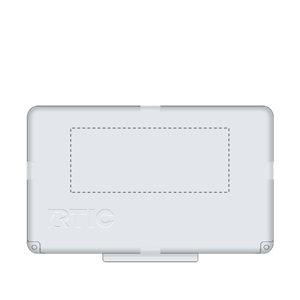 Lid customization side of the RTIC Ultra Light Cooler with Wheels 22 qt in White and Gray