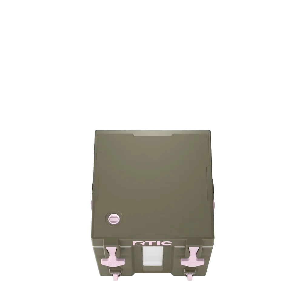 Lid customization side of the RTIC Halftime Cooler 3 Gallon in Olive and Pale Pink