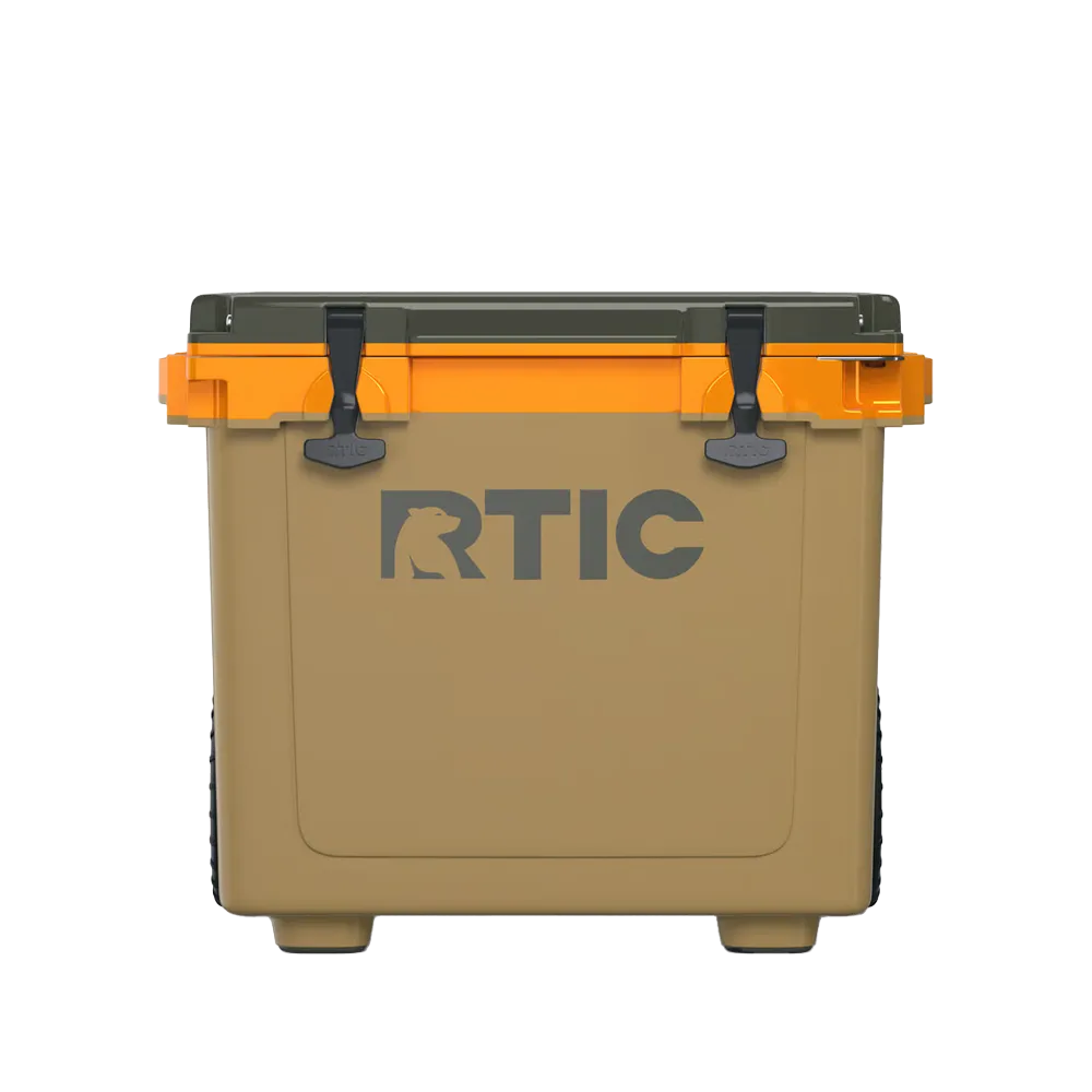 Front customization side of the RTIC Ultra Light Cooler with Wheels 42 qt in Trailblazer