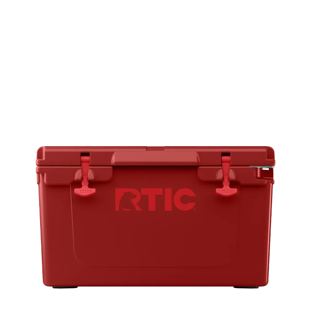 Front customization side of the RTIC Ultra-Tough Cooler 45 qt in Black Cherry