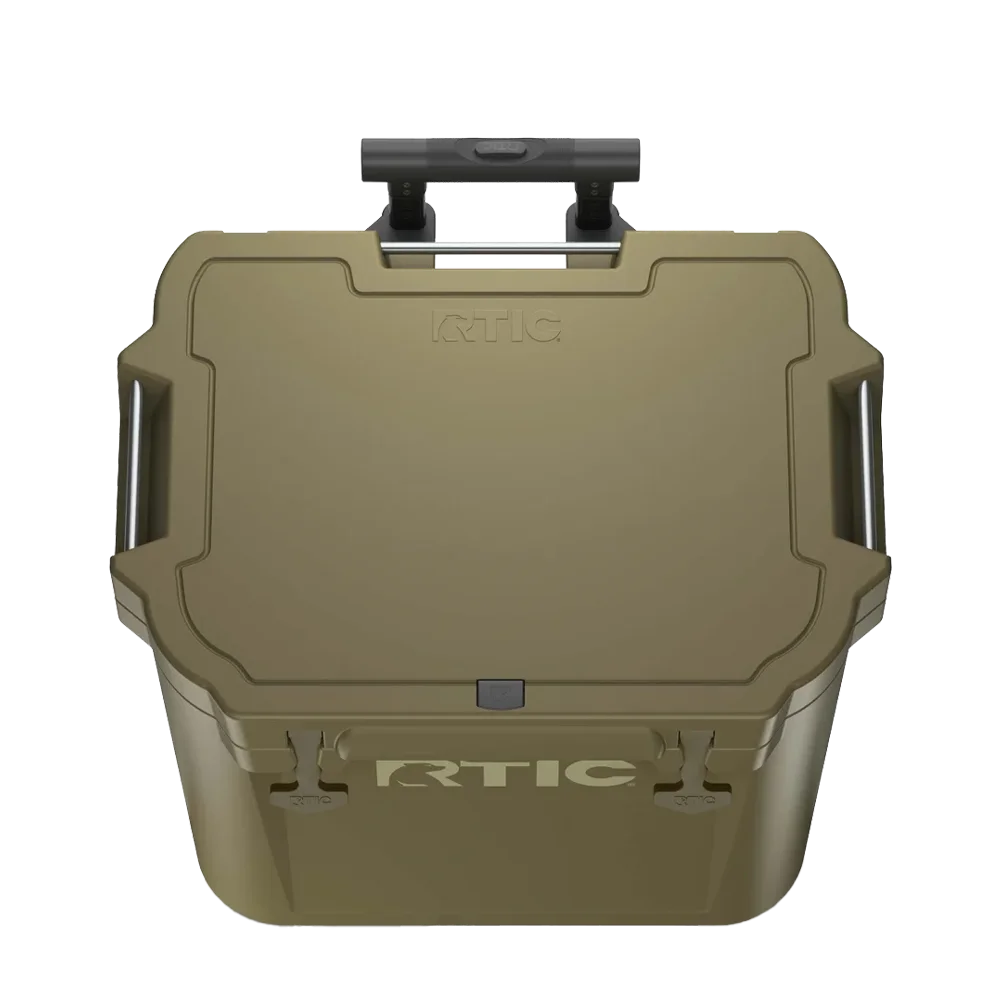 Lid customization side of the RTIC Wheeled Ultra-Tough Cooler 45 qt in Olive