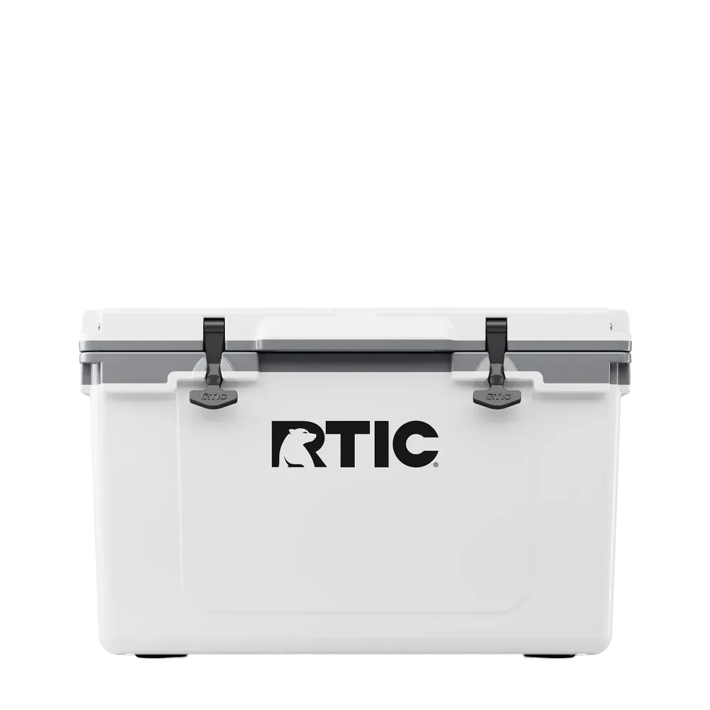 Front customization side of the RTIC Ultra Light Cooler 52 qt in White and Gray