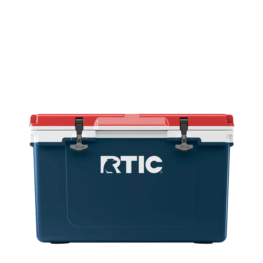 Front customization side of the RTIC Ultra Light Cooler 52 qt in Patriot