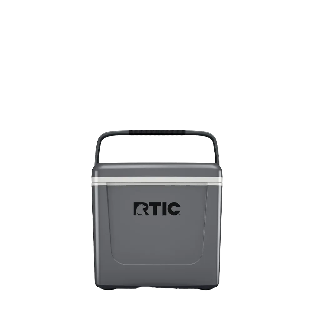 Front customization side of the RTIC Road Trip Personal Cooler 8 qt in Dark Gray and Cool Gray