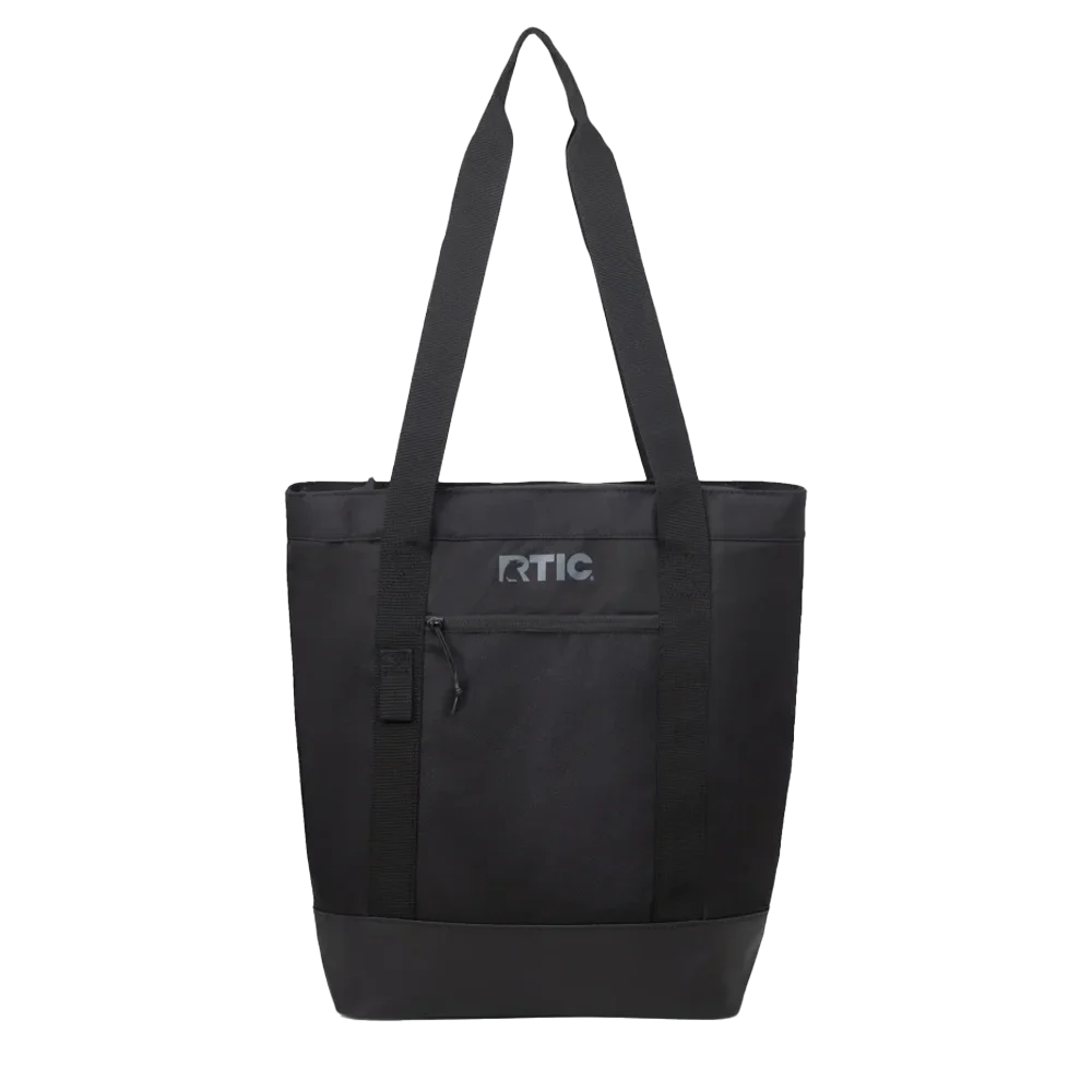 Front customization side of the RTIC Everyday Insulated Slim Tote Bag 24 Can in Black
