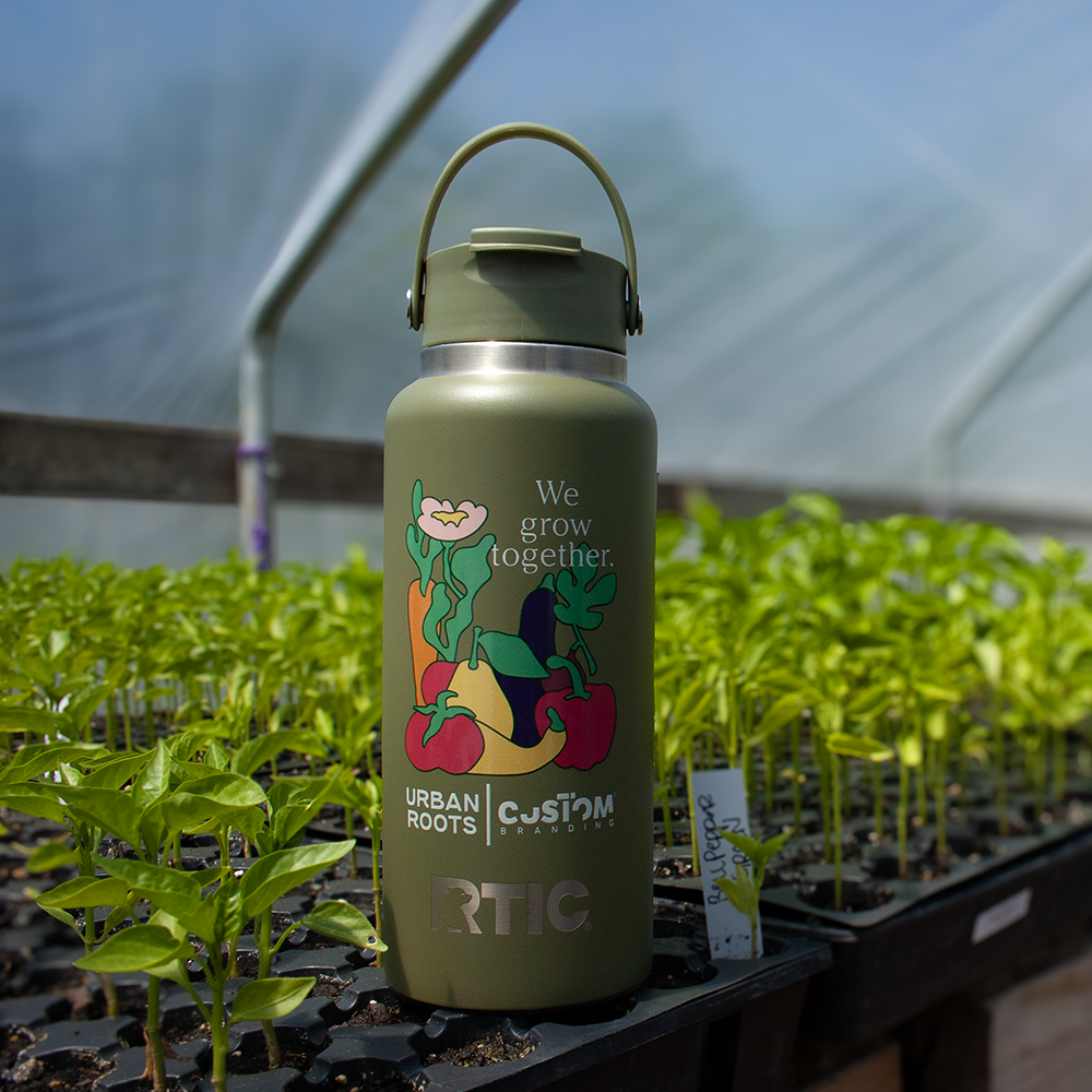 RTIC 32 oz Outback bottles with collaborative design for Earth Day by Custom Branding and Urban Roots