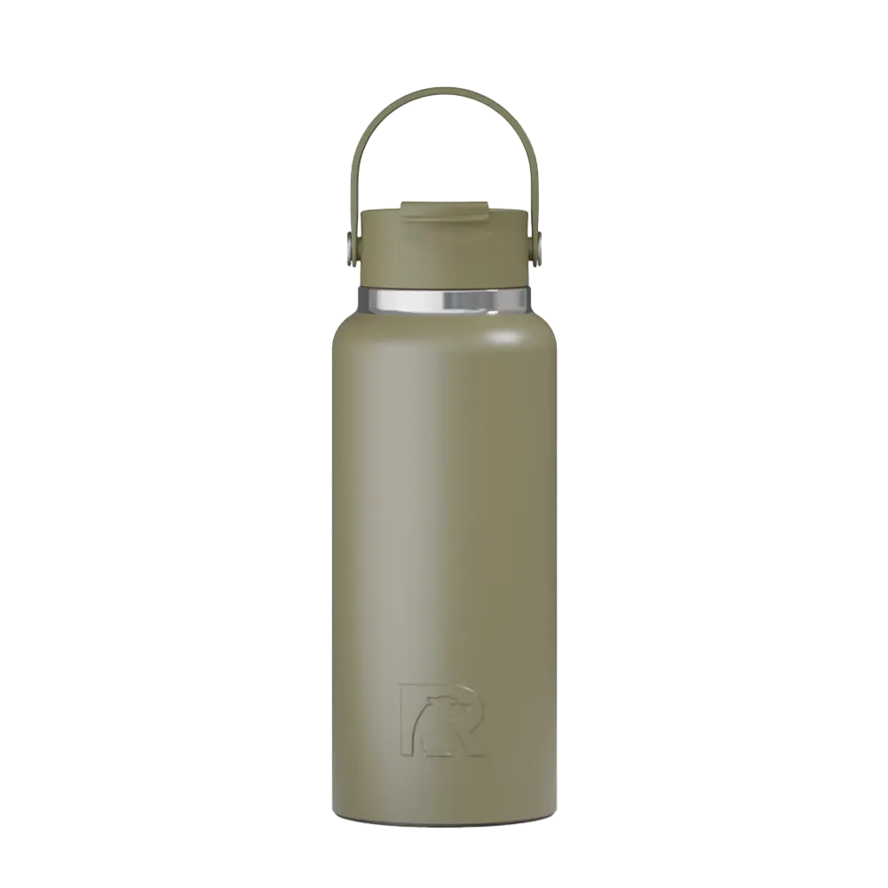 Front customization side of the RTIC Outback Bottle 32 oz in Olive
