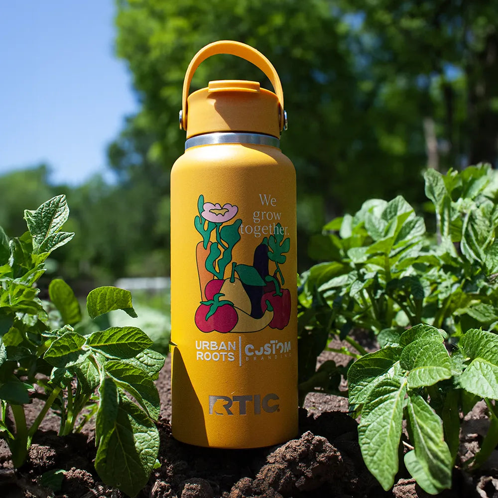 RTIC 32 oz Outback bottles with collaborative design for Earth Day by Custom Branding and Urban Roots