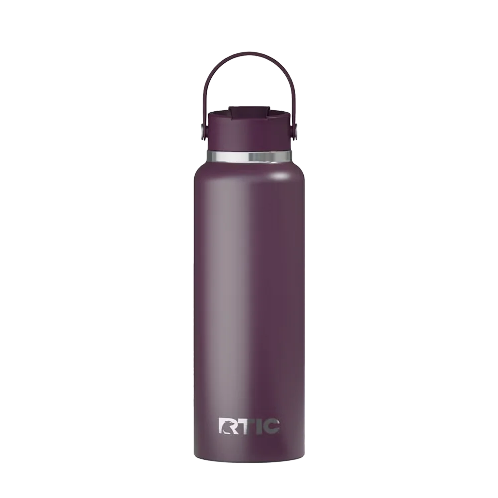 Back customization side of the RTIC Outback Bottle 40 oz in Plum