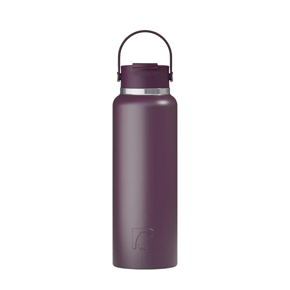 Front customization side of the RTIC Outback Bottle 40 oz in Plum