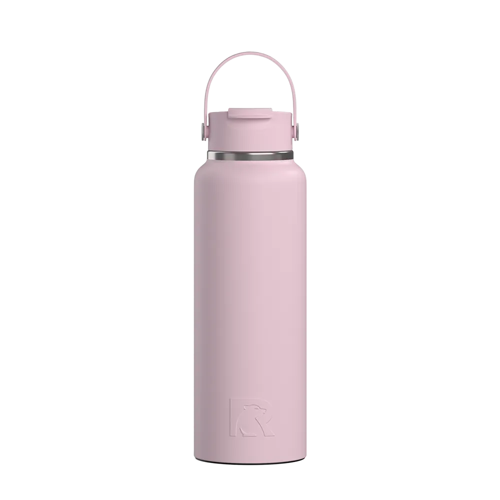 Front customization side of the RTIC Outback Bottle 40 oz in Pale Pink