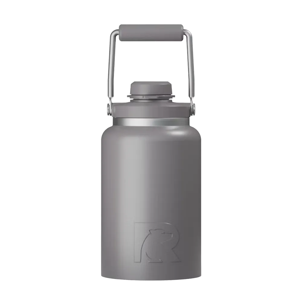 Front customization side of the RTIC Outback Jug Half Gallon in Graphite