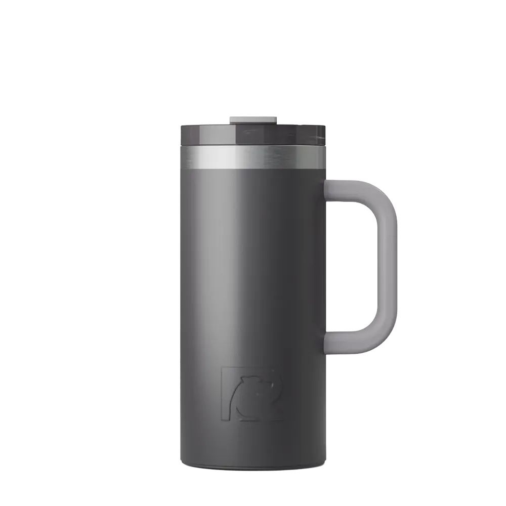 Front customization side of the RTIC Road Trip Travel Mug 16 oz in Graphite