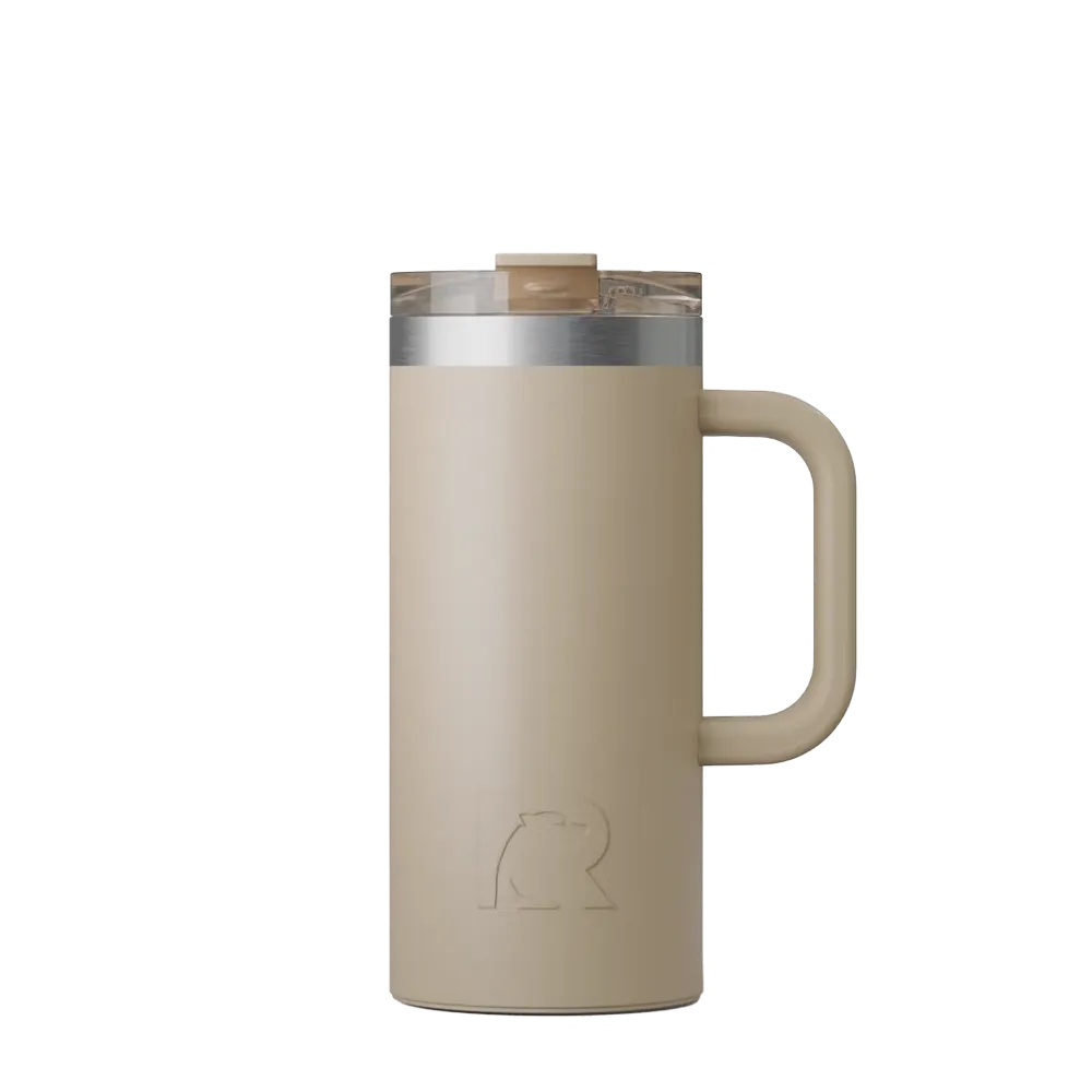 Front customization side of the RTIC Road Trip Travel Mug 16 oz in Beach