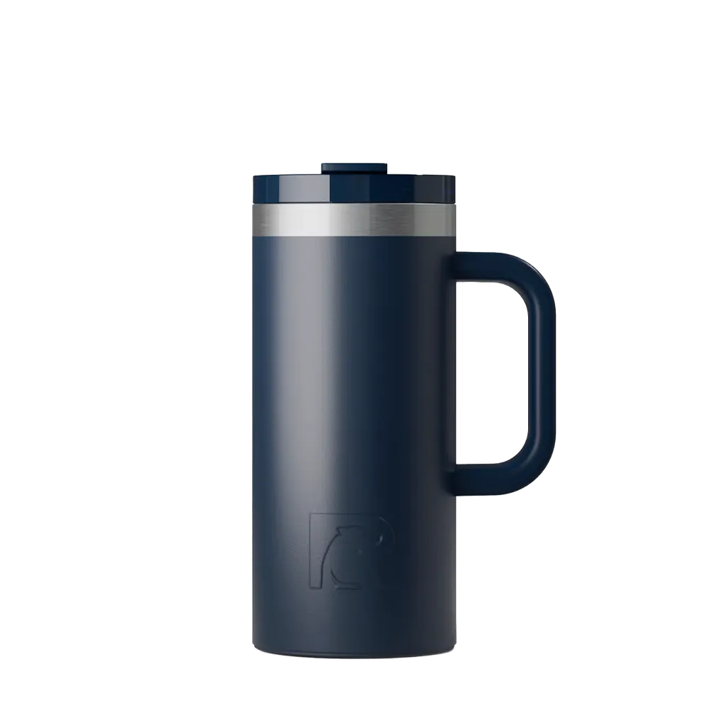 Front customization side of the RTIC Road Trip Travel Mug 16 oz in Navy