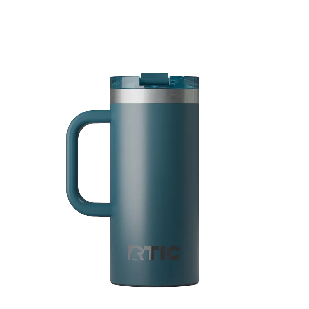 Back customization side of the RTIC Road Trip Travel Mug 16 oz in Marine Blue