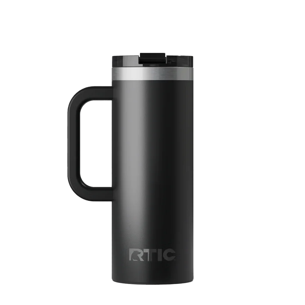 Back customization side of the RTIC Road Trip Travel Mug 20 oz in Black