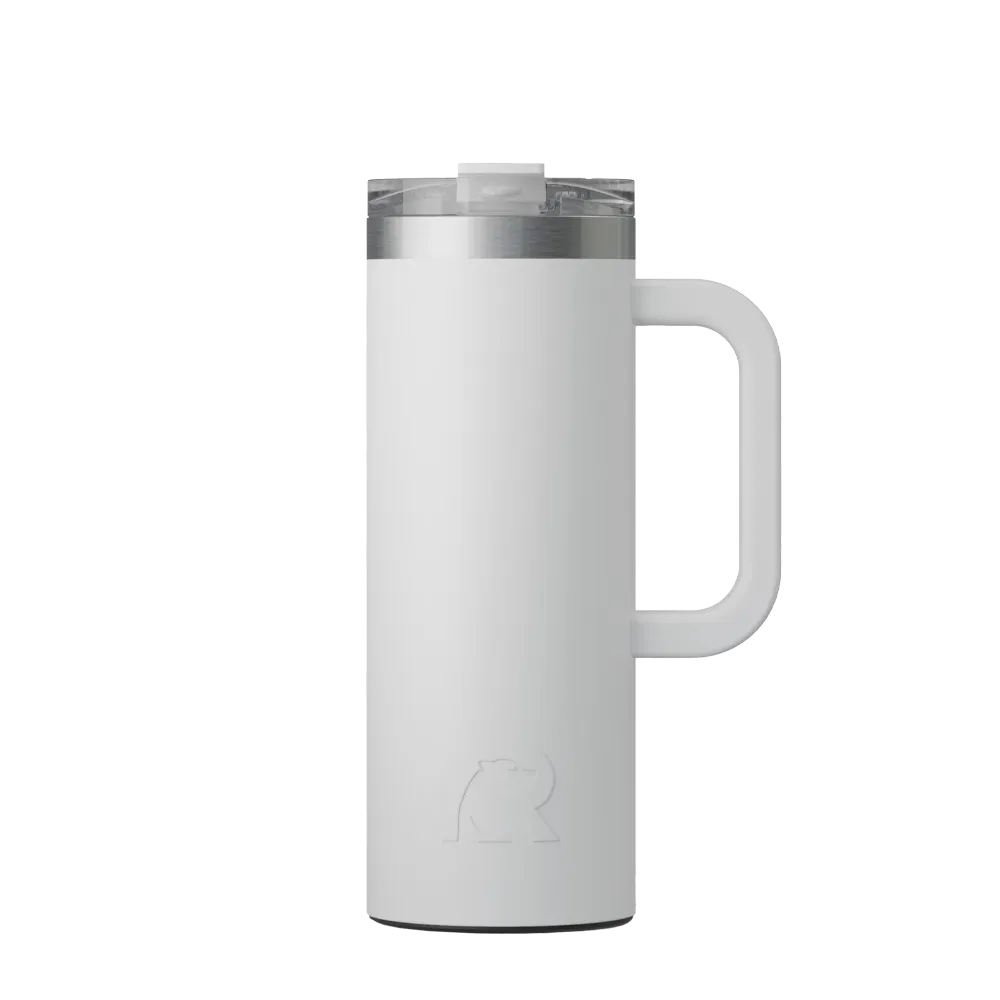 Front customization side of the RTIC Road Trip Travel Mug 20 oz in Cool Gray