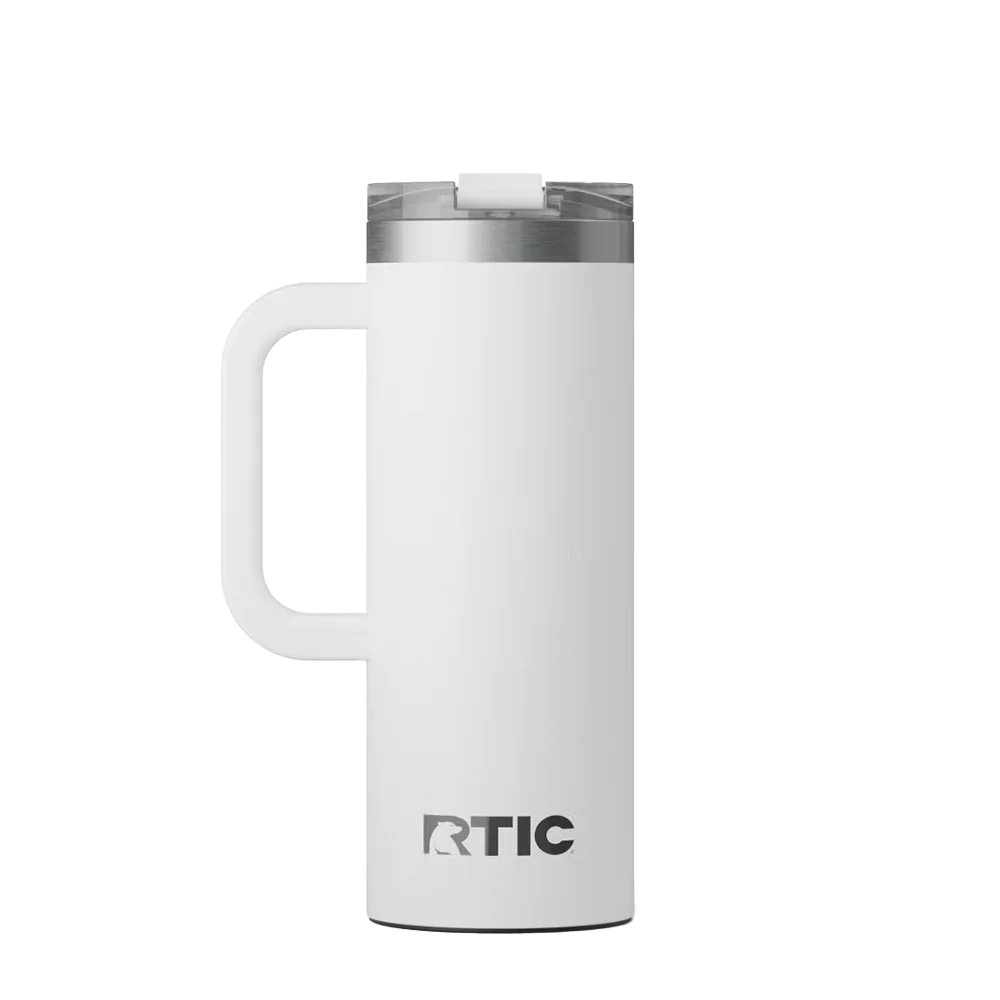 Back customization side of the RTIC Road Trip Travel Mug 20 oz in White